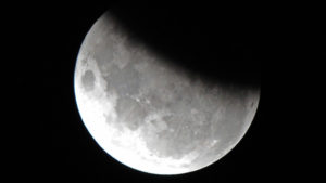 The moon is 37 per cent obscured by the Earth's shadow during the partial lunar eclipse above Sydney on June 4, 2012. A partial eclipse occurs when Earth slides between the Moon and the Sun, casting a shadow over its satellite. AFP PHOTO / Torsten BLACKWOOD (Photo credit should read TORSTEN BLACKWOOD/AFP/GettyImages)